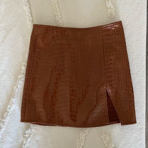 Princess Polly MINI SKIRT BROWN CROC